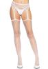 Net Stockings with Garter Belt - White