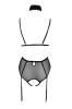 Abierta Fina Luxe Jarretelbody Met Open Kruisje - Zwart