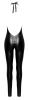 Sexy Wetlook Jumpsuit Met Slangenprint En Rits - Zwart