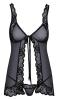Transparante Sexy Babydoll Met Strik En Bijpassende String - Zwart