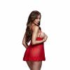 Baci - Transparante Babydoll Met Open Cups - Rood