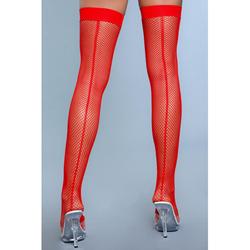 Great Catch Fishnet Backseam Stockings - Red