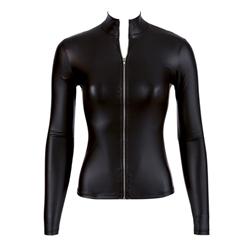 Wetlook Long Sleeve Top With Zipper