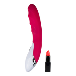 Pinkfarbener Mystim Vibrator Sassy Simon mit Wellenstruktur. Wählen Sie aus 8 verschiedenen Programm