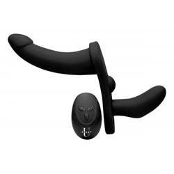 Double Take - Dubbele Vibrerende Strap-On - Zwart -2
