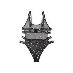 Bodysuit With Zodiac Print - Black/Metallic