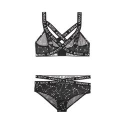 KARMA\'S A BITCH METALLIC PRINT BRALETTE & CHEEKY PANTY SET