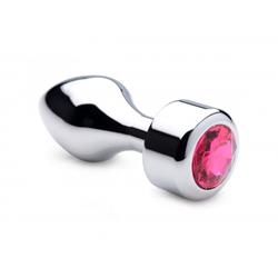 Aluminum Butt Plug With Pink Crystal - Large