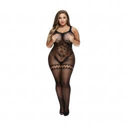 Baci - Catsuit mit offenem Schritt und Strumpfband-Look - Für Kurven