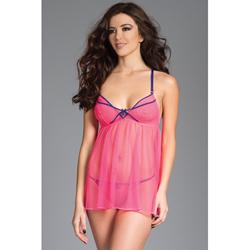 Langes Babydoll + Tanga - pink