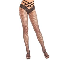 Visnetpanty Met Kant En Gekruiste Bandjes