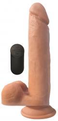 Vibrerende XL Dildo Met Zuignap En Ballen - Huidskleur