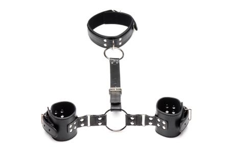 Halsband Met Polsboeien Restraint Set - Zwart