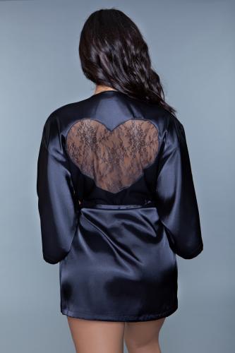 Amora Kimono Met Hart - Zwart