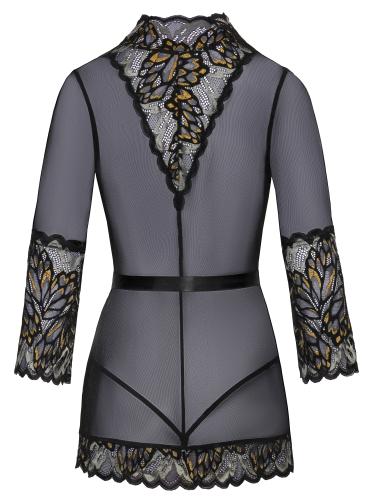 Sensuele Transparante Kimono Met Luxe Kant - Zwart