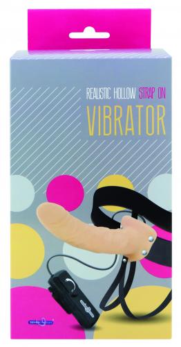 Realistische Holle Strap-On Vibrator - Huidkleur