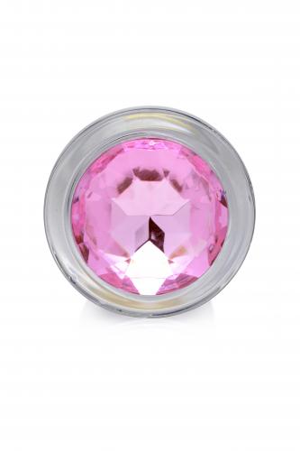 Pink Gem Anaalplug Van Glas Met Steentje - Medium