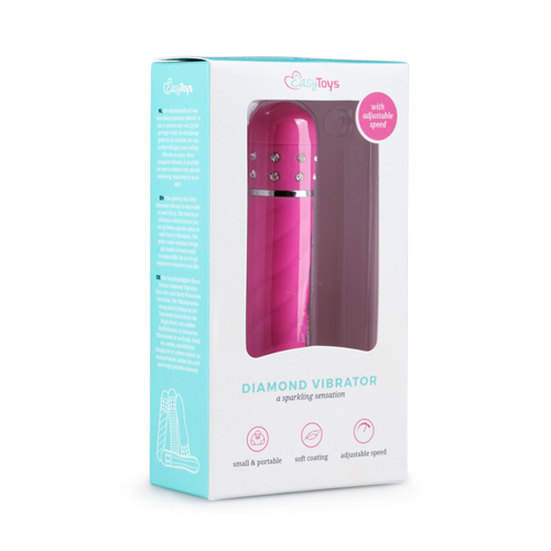 Roze EasyToys mini vibrator met diamantjes en groeven