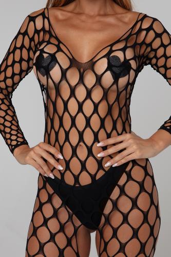 Visnet Catsuit Safiya - Zwart