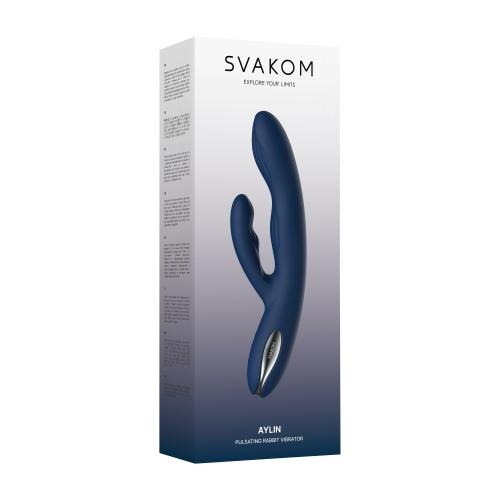 Svakom - Aylin Krachtige Pulserende Vibrator met Twee Koppen - Donkerblauw
