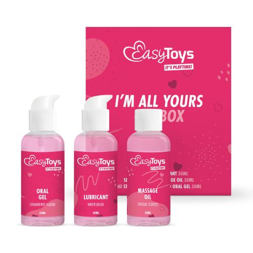 I'm All Yours Giftbox - Strawberry Oral Play Gel, Massageolie & Glijmiddel 