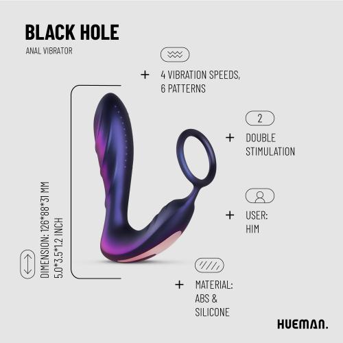 Hueman - Black Hole Anaal Vibrator Met Cockring