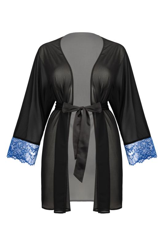 CLD Rest Lingerie Luxe Chiffon Kimono Ariana - Zwart/Blauw