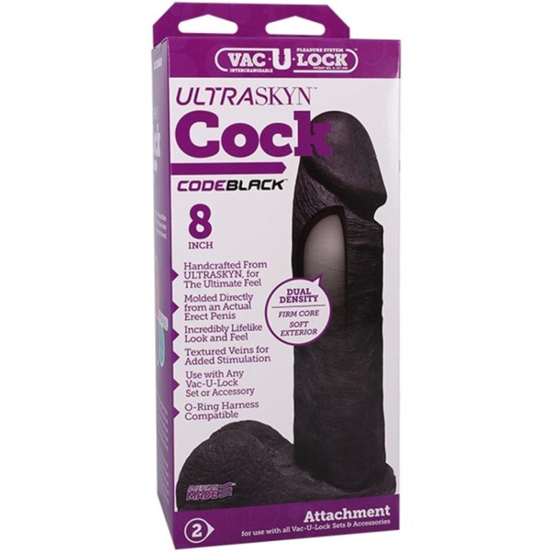 Thumbnail - Doc Johnson - VacULock CodeBlack Ultraskyn Dildo - Schwarz