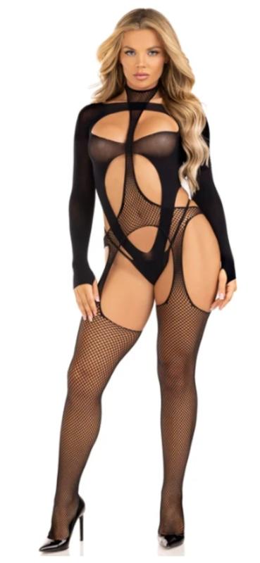 Thumbnail - Leg Avenue - Zweiteiliges Body-Set mit Neckholder - Schwarz