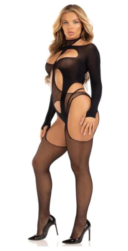 Thumbnail - Leg Avenue - Zweiteiliges Body-Set mit Neckholder - Schwarz