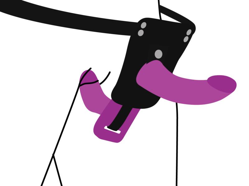 Thumbnail - XR Brands - Doppeldildo mit Vibration und Gurt - Lila