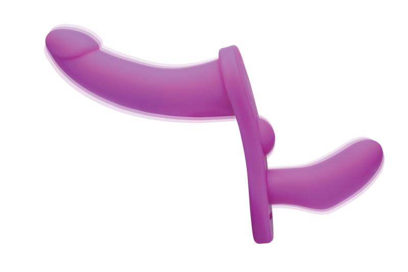 Thumbnail - XR Brands - Doppeldildo mit Vibration und Gurt - Lila