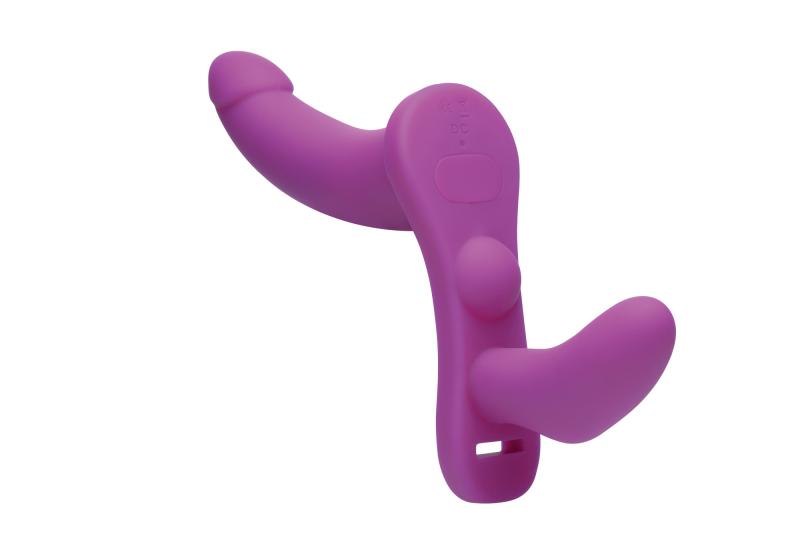 - Double Dildo Vibrant avec Harnais - Violet 4