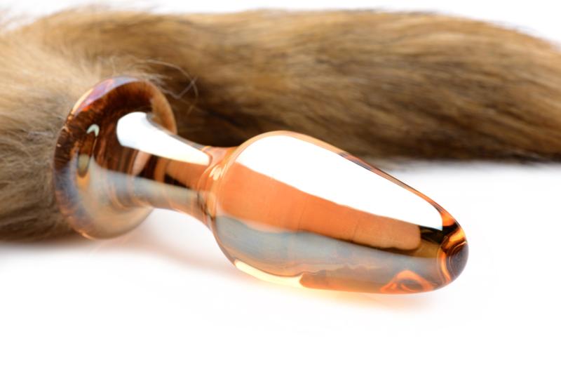 Thumbnail - TAILZ - Glas-Analplug mit Fuchsschwanz - Orange mit Kunstfell
