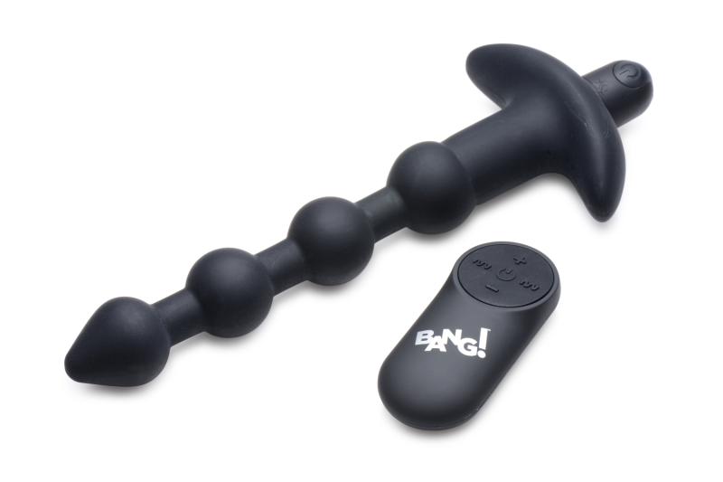 BANG! - 28X Boules Anales Vibrantes en Silicone avec Télécommande - Noir 5