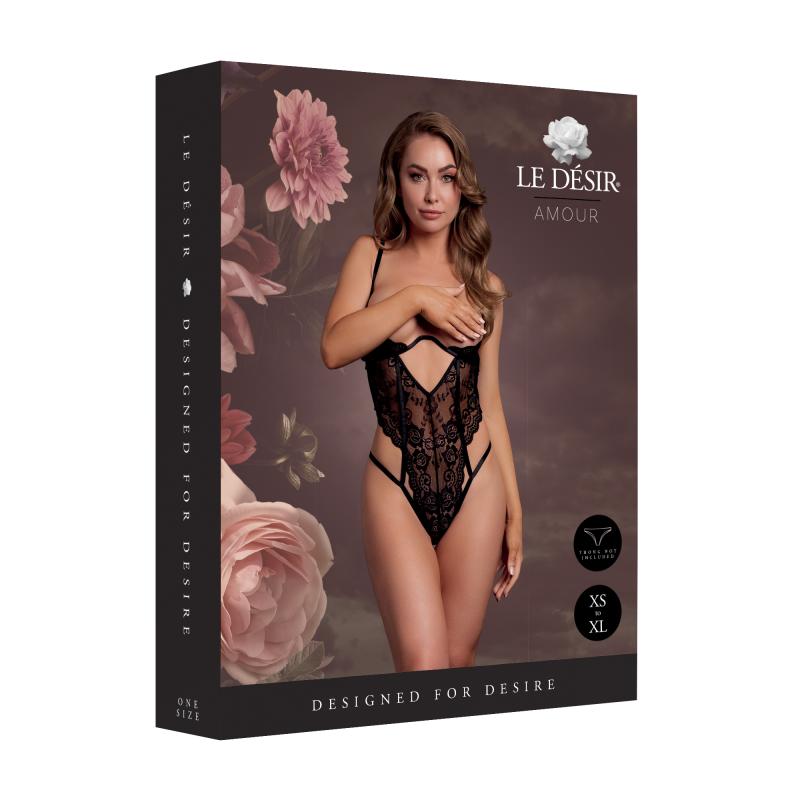 – Body en Dentelle à Bonnets Ouverts avec Armatures – Noir 5