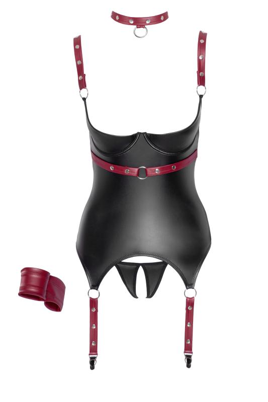 – Ensemble Ouvert avec Guêpière et String – Noir 4