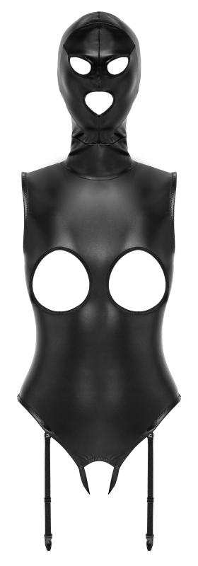 Bad Kitty – Offene Cup Body mit Kopfhaube – Schwarz