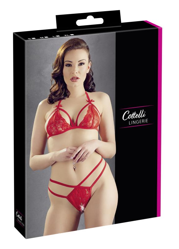 Cottelli Lingerie – Ensemble Dentelle avec String Ouvert – Rouge 7