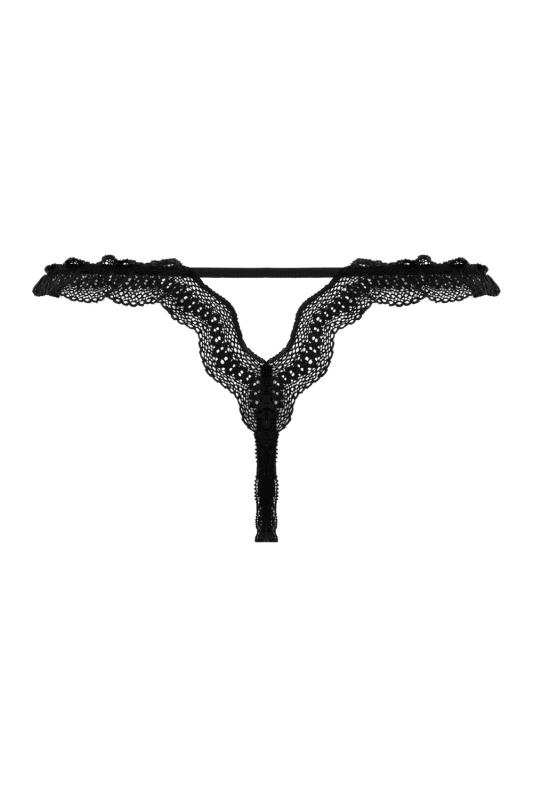 - String en Dentelle Ouvert Lila - Noir 5