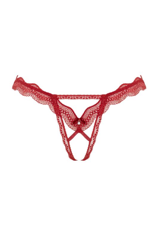 – String en dentelle à entrejambe ouvert Lila – Rouge 4