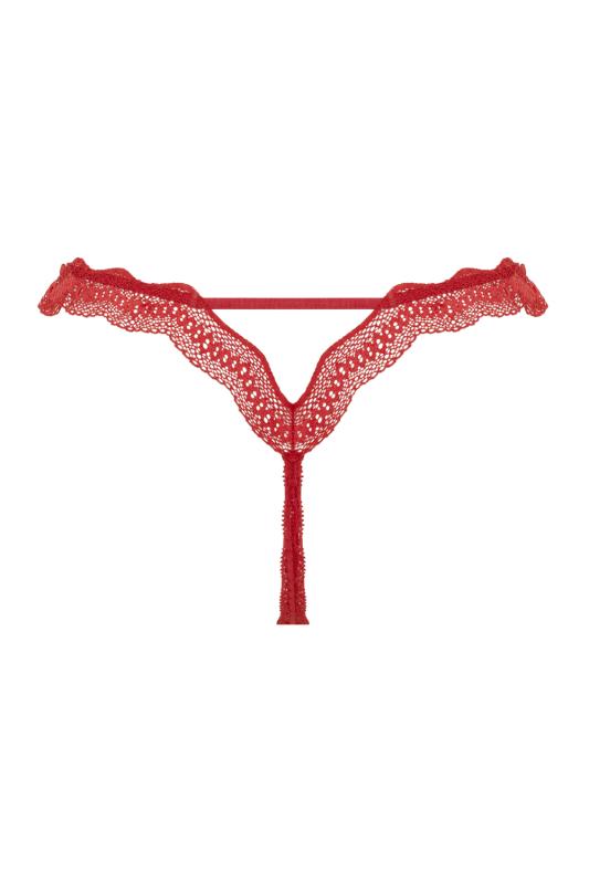 – String en dentelle à entrejambe ouvert Lila – Rouge 5