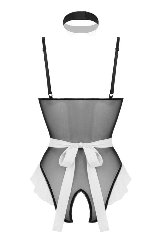 - Costume Maid Ouvert à l’Entrejambe - Noir/Blanc 5