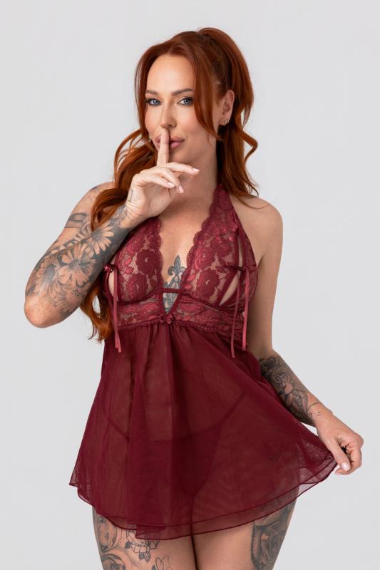 Christine – Open Cup Babydoll Nataly – Rood