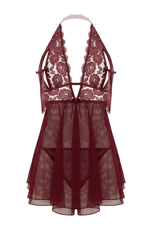 – Babydoll à bonnets ouverts Nataly – Rouge 4