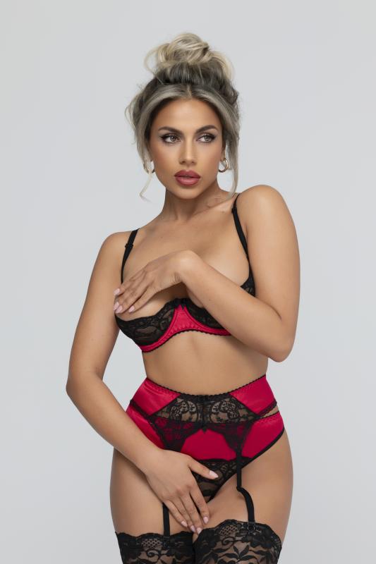 Christine  3-delig Open BH Kanten Slip Set Gush