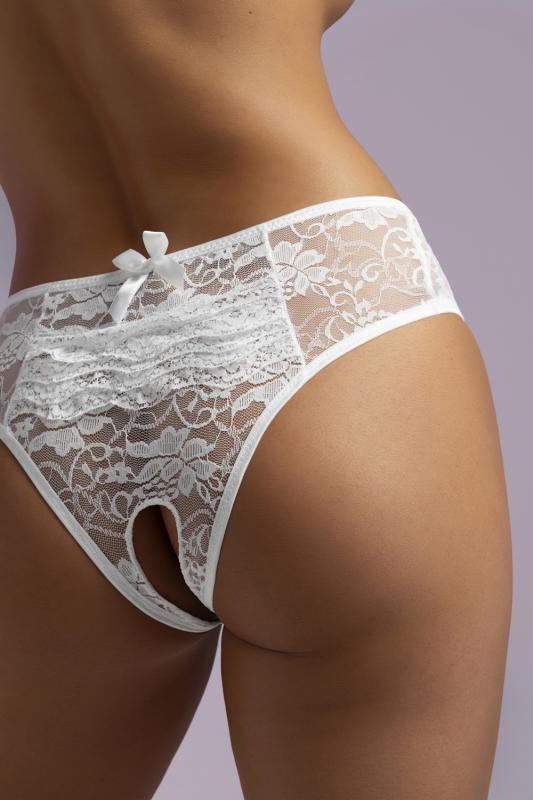 - Sexy Lace Crotchless Panty - Blanc 4