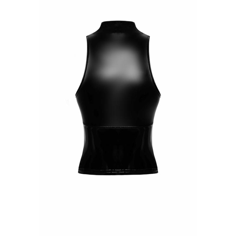 – Glam Wetlook Top Avec Corset En Vinyle – Noir 5