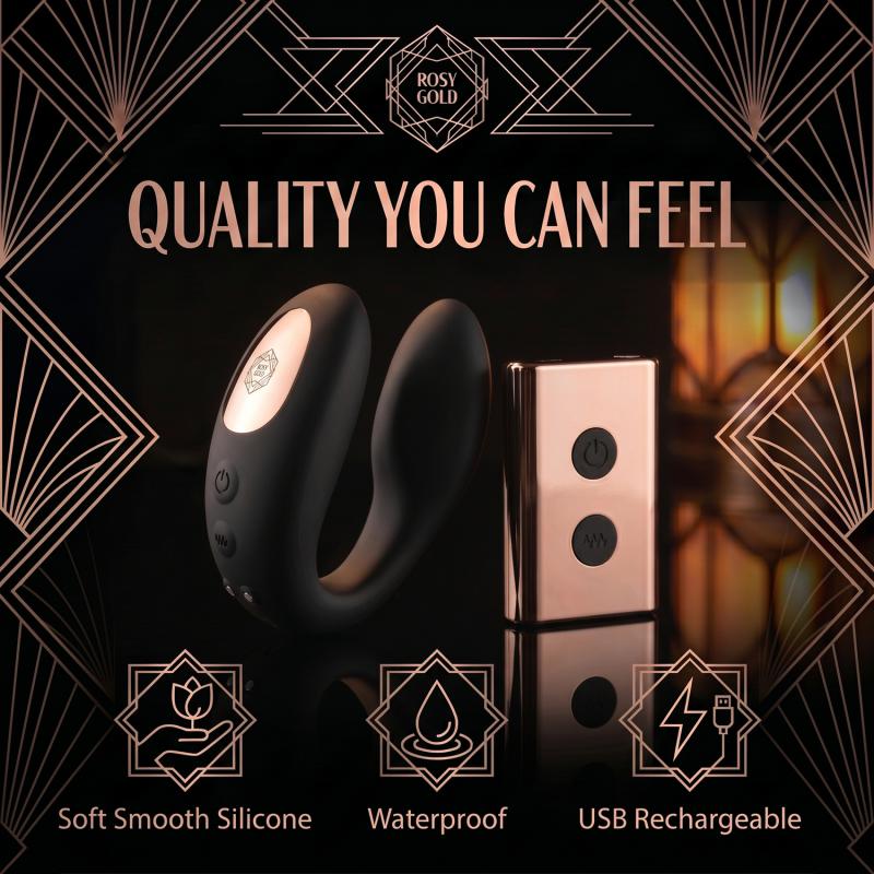C-Shape Paarvibrator 23 C-Shape Paarvibrator mit Luxus Ladeetui Schwarz Rosy Gold | RaiX Shop