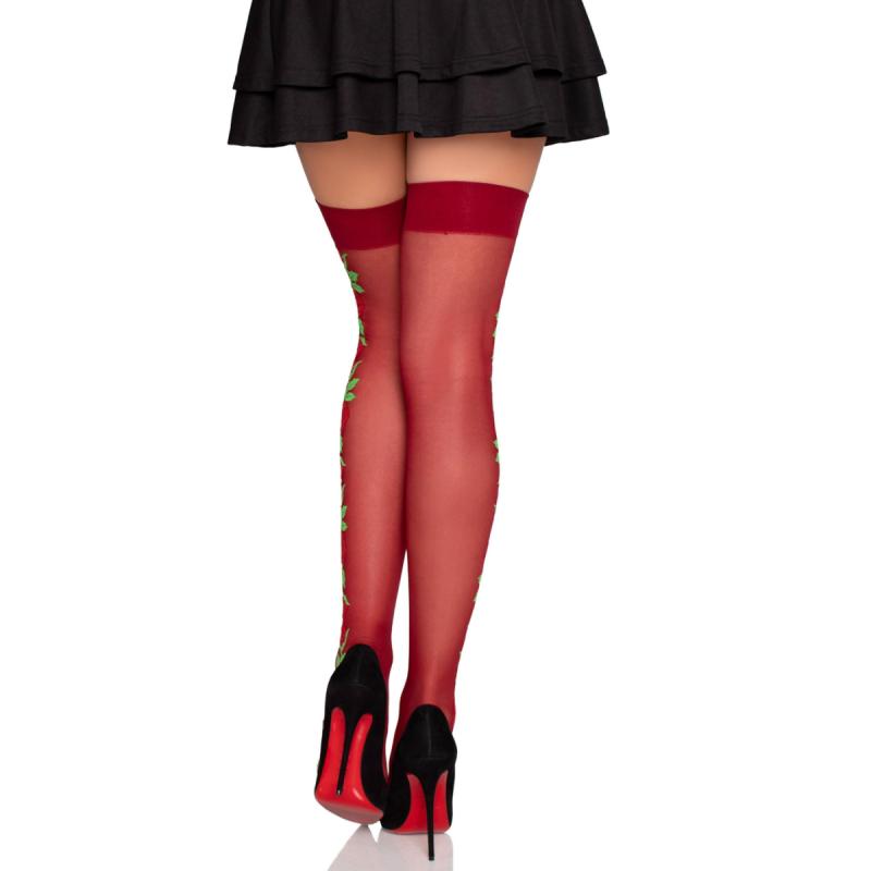 - Bas avec Roses - Rouge 2